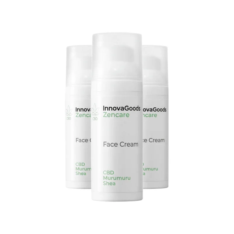 InnovaGoods Zencare — crema facial con CBD, tres botes de 50 ml